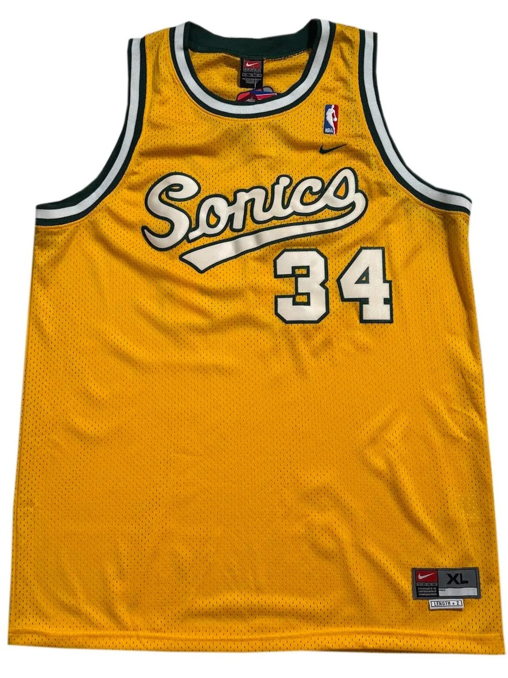 Vintage Nike Seattle Supersonics Ray Allen Swingman Yellow Throwback Jersey XXL